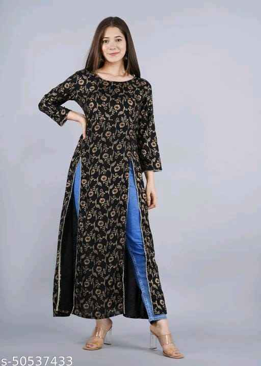 Attractive Women's Flared Pritned A-Line Kurti