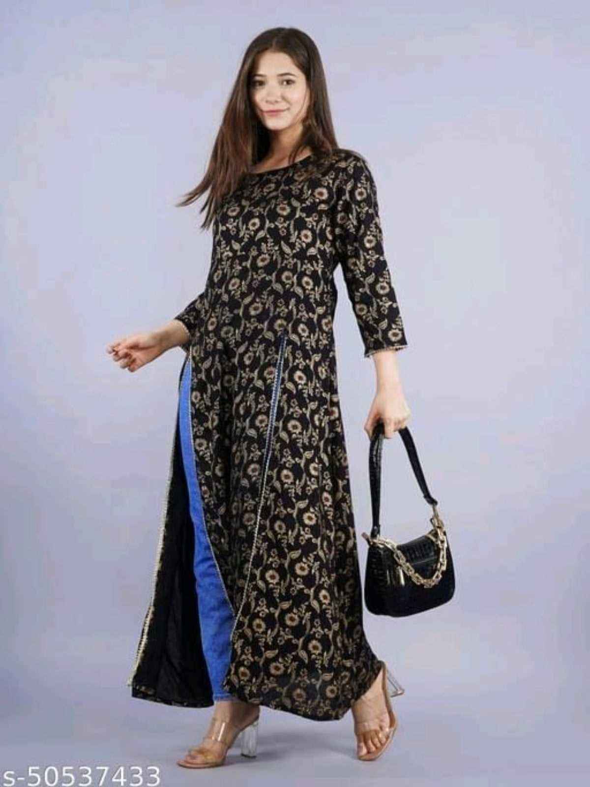 Attractive Women's Flared Pritned A-Line Kurti