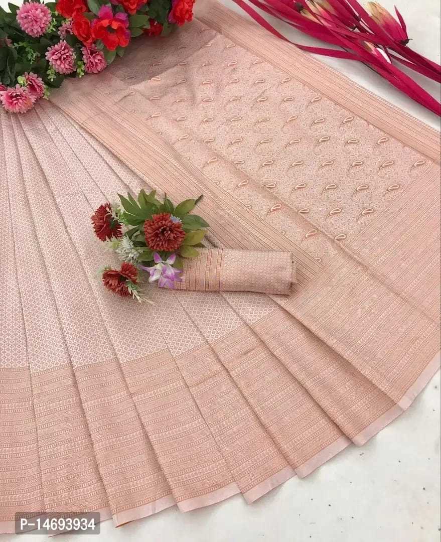 Banarasi Linen Solid Zari work Border Saree With Unstitched Blouse Piece - OrderMeFirst