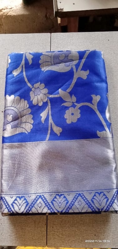 Banarasi Silk Aqua Blue Jacquard Saree With Blouse - OrderMeFirst