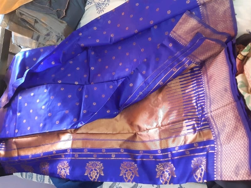 Banarasi Silk Blue Jacquard Saree With Blouse - OrderMeFirst