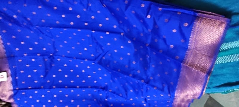 Banarasi Silk Blue Jacquard Saree With Blouse - OrderMeFirst