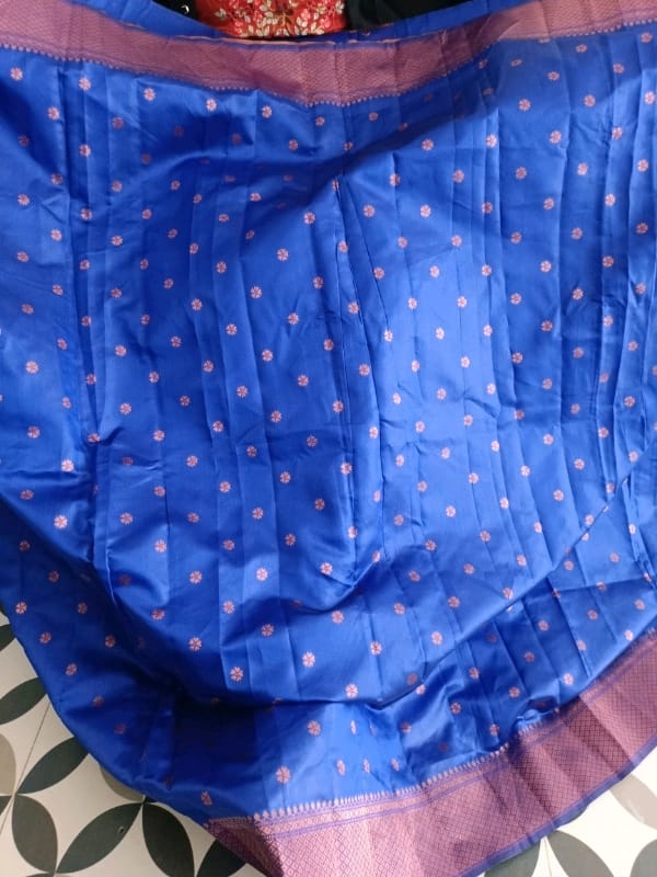 Banarasi Silk Blue Jacquard Saree With Blouse - OrderMeFirst