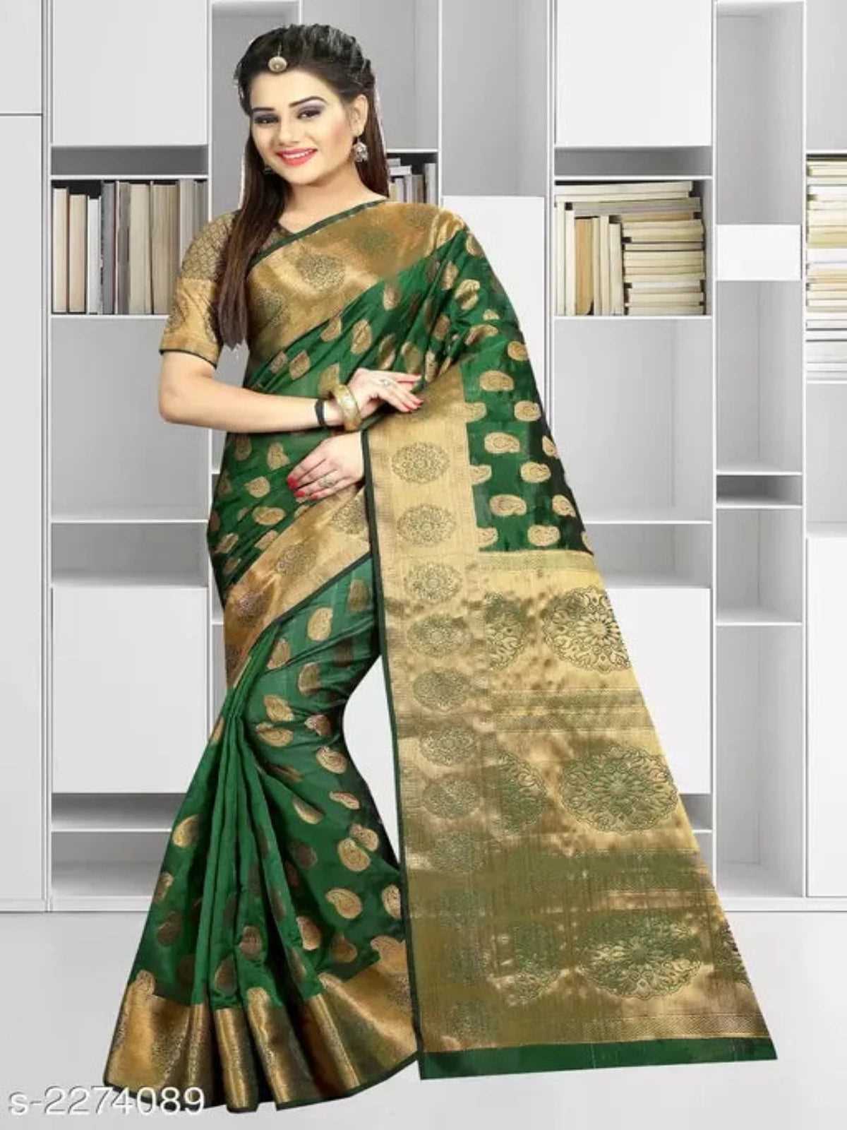 Banarasi Silk Green Jaquard Saree - OrderMeFirst
