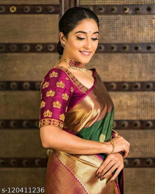 Beautiful Kanjeevaram Designer Saree with Blouse Piece - OrderMeFirst