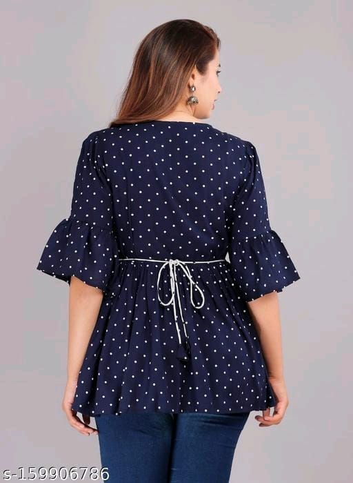 Blue Dotted SC Women Frill top OrderMeFirst