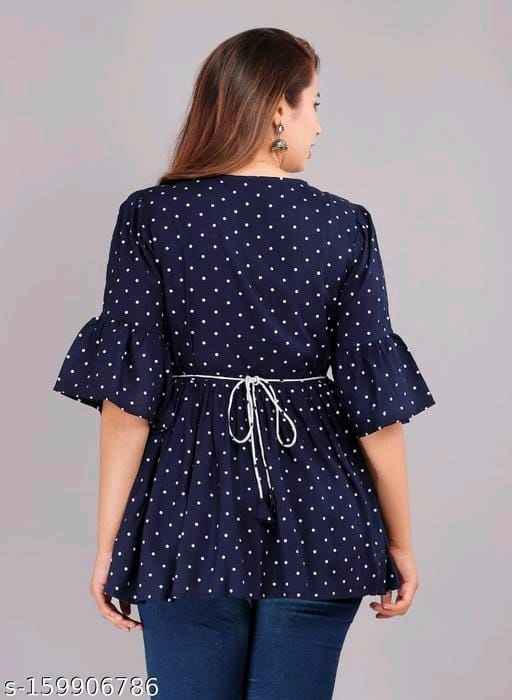 Blue Dotted SC Women Frill top