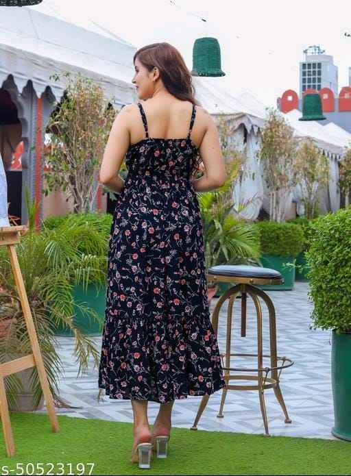 Blue Flower Print Dresses