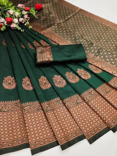 Buy Green Kanjeevaram Silk Saree For Women - OrderMeFirst