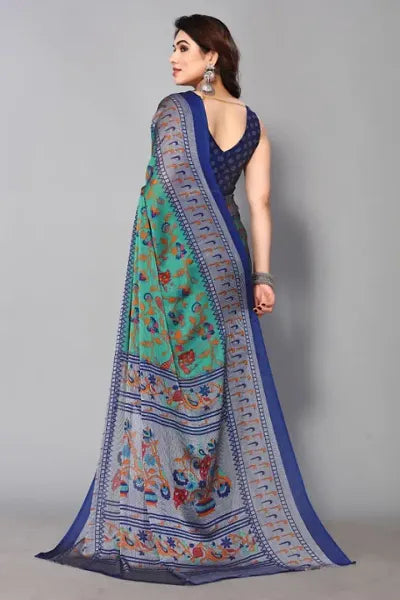 Buy Printed Bollywood Chiffon Saree - OrderMeFirst