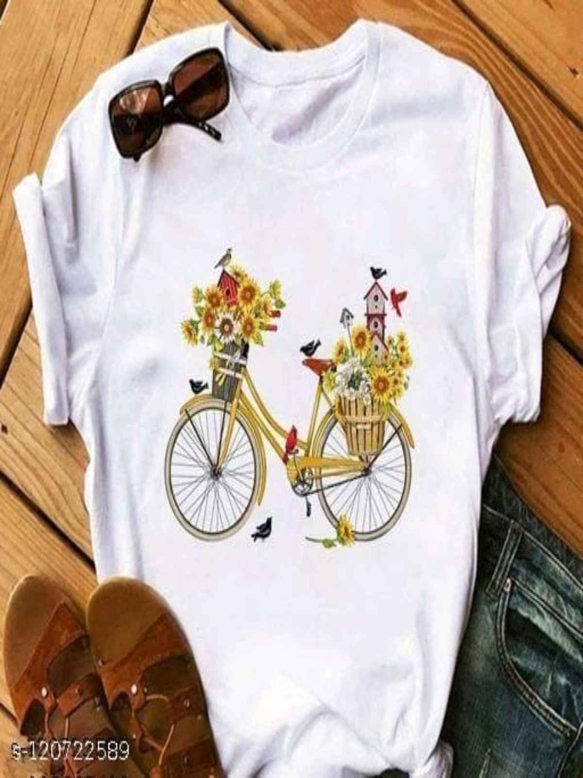 Cool Printed White Cycle Tshirts