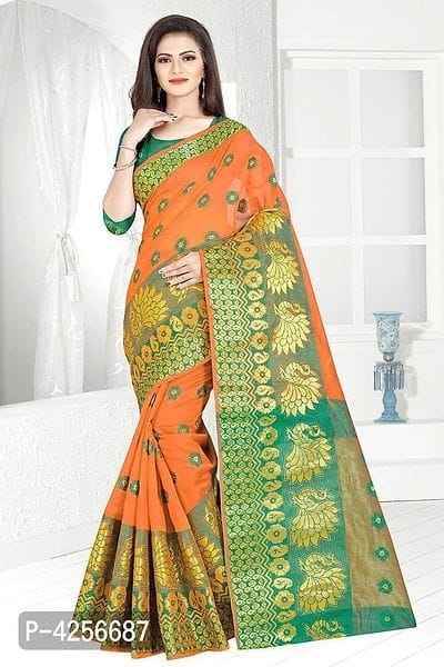 Cotton Silk Jacquard Sarees with Blouse