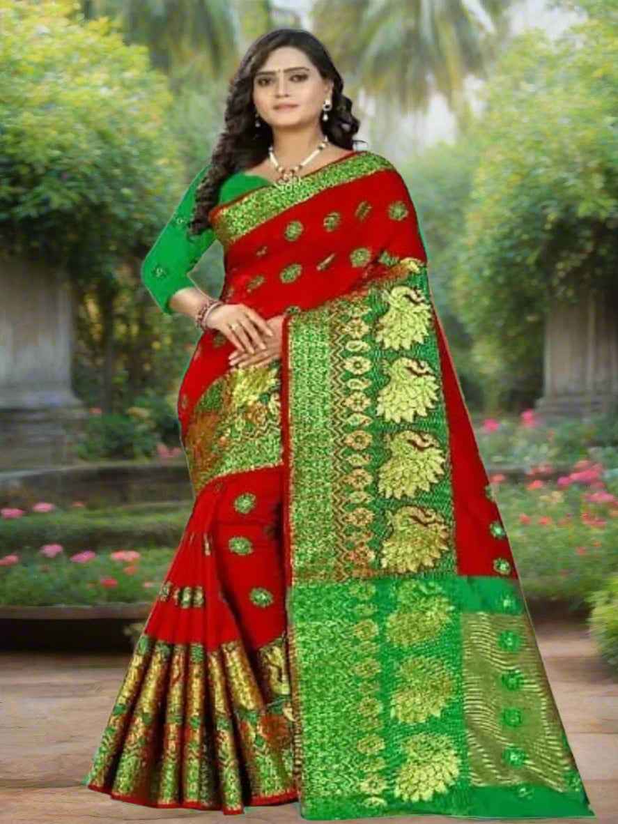 Cotton Silk Jacquard Sarees with Blouse
