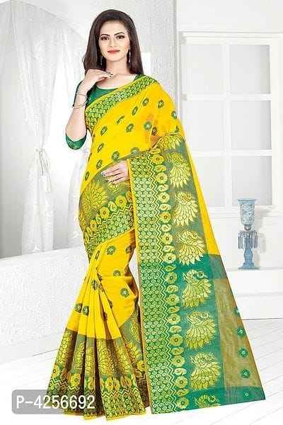 Cotton Silk Jacquard Sarees with Blouse