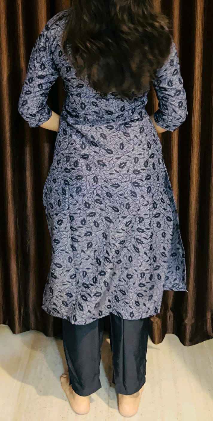 Crepe Navy Blue Kurta with Pant