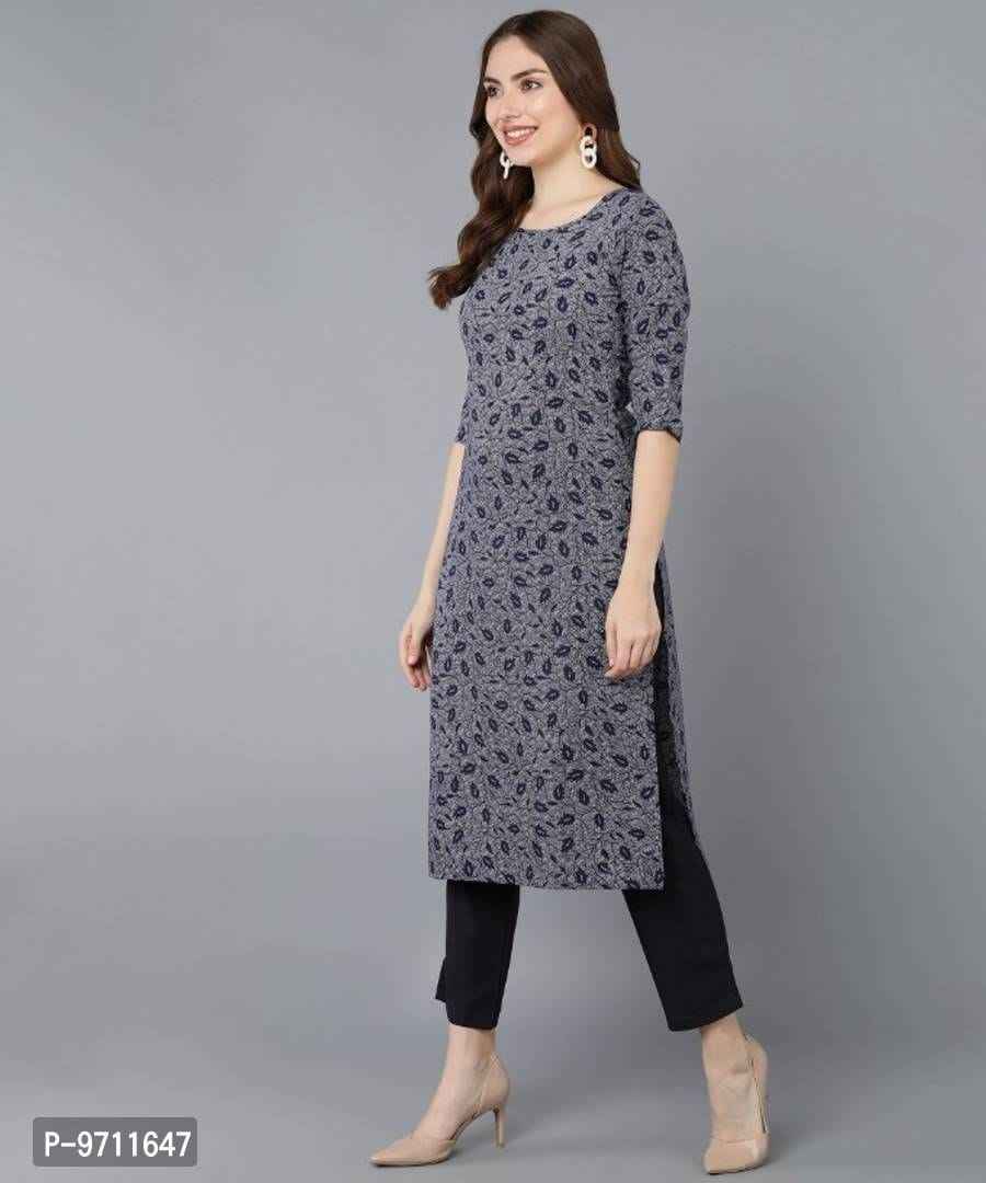 Crepe Navy Blue Kurta with Pant