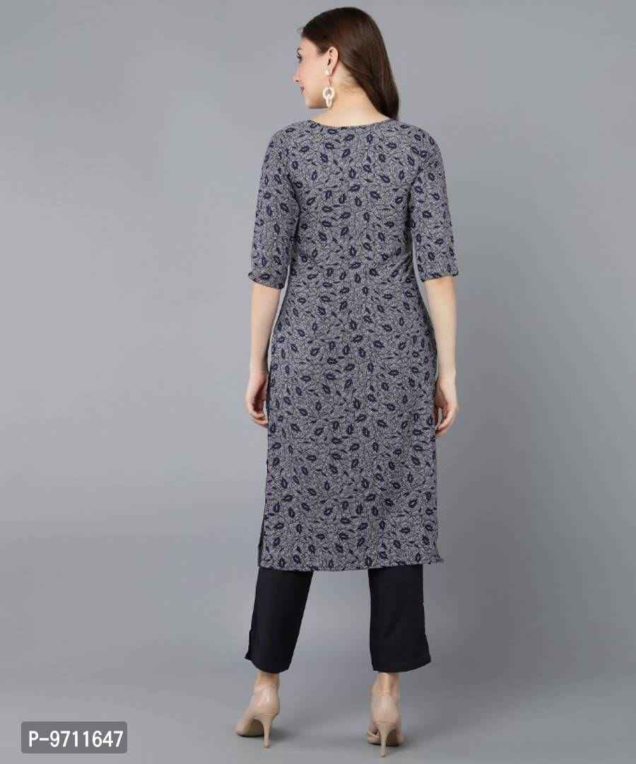 Crepe Navy Blue Kurta with Pant