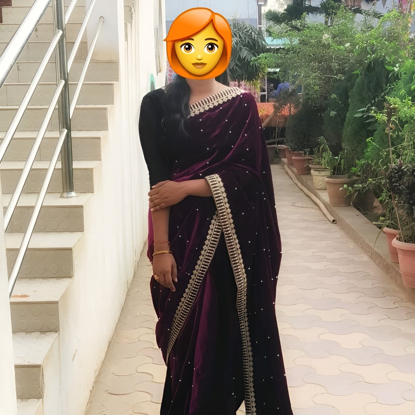 Designer partywear saree with embroidered work and with blouse OrderMeFirst
