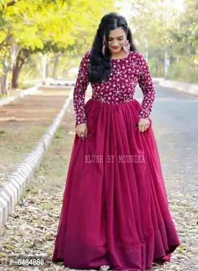Elegant Georgette Embroidered Women Gowns