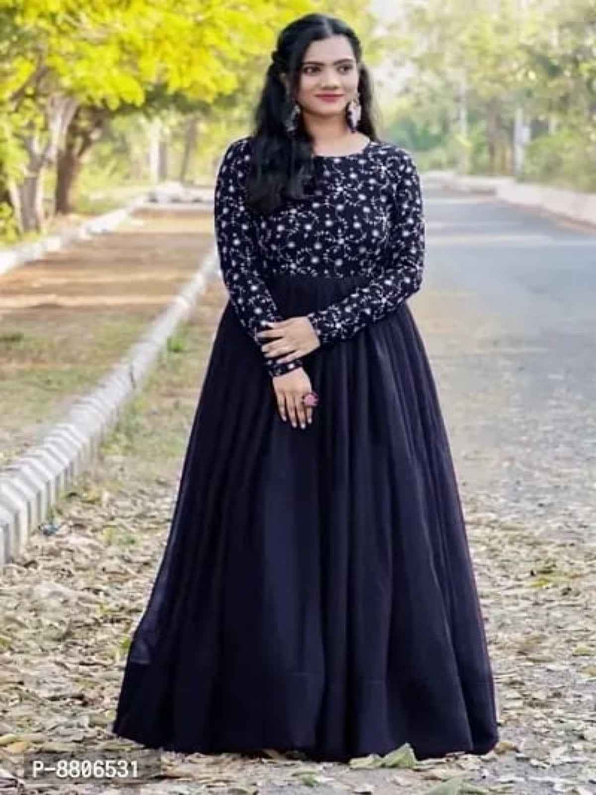 Elegant Georgette Embroidered Women Gowns
