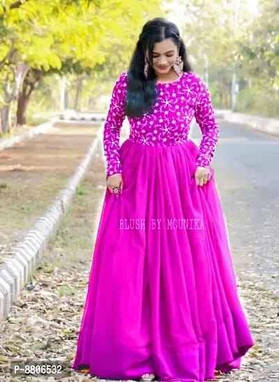 Elegant Georgette Embroidered Women Gowns