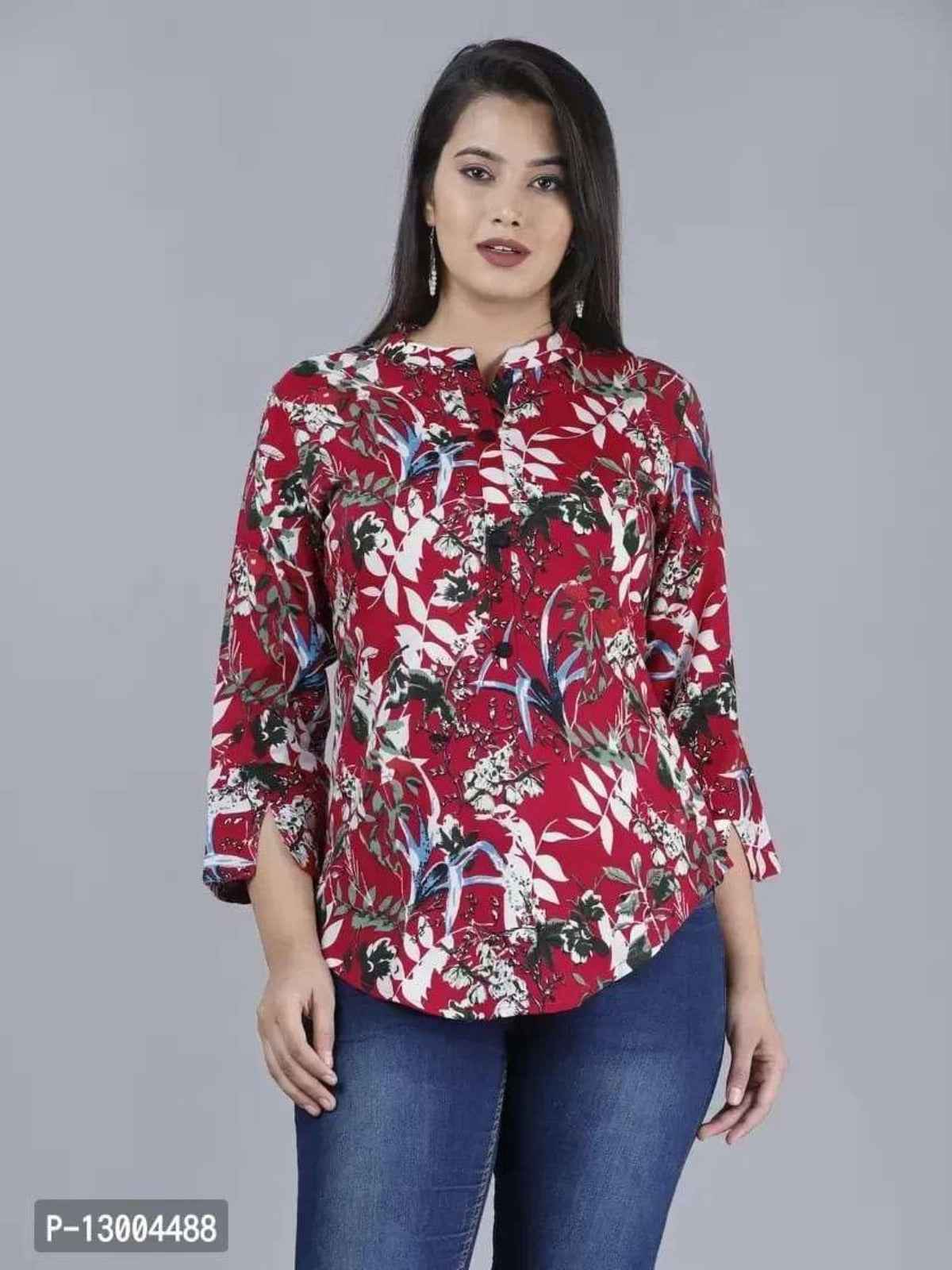 Elegant Pink Rayon Printed Top For Women