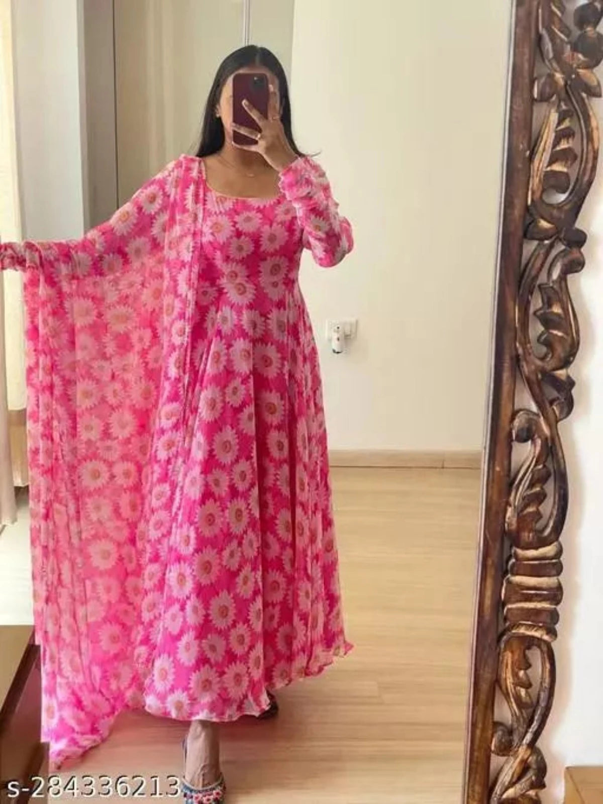 Georgette Maxi Dress With dupatta - OrderMeFirst