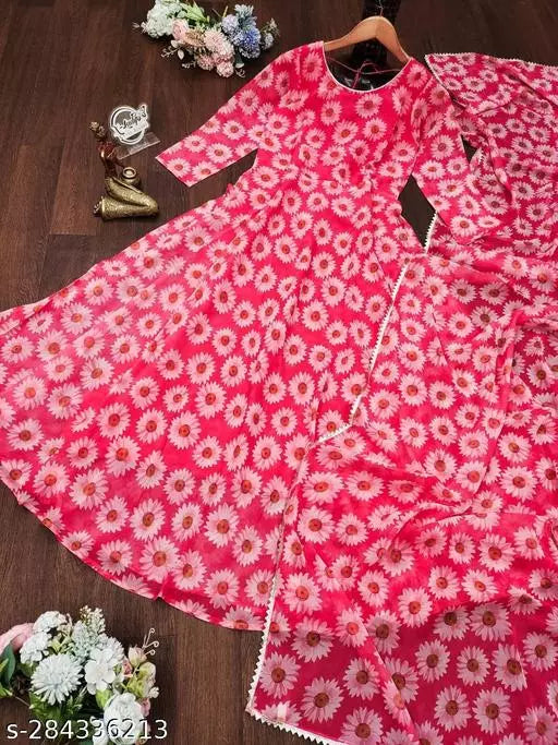 Georgette Maxi Dress With dupatta OrderMeFirst