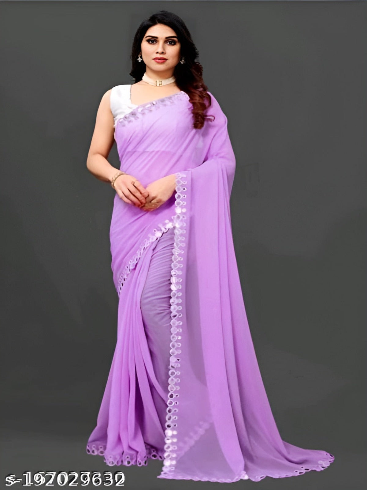 Georgette Saree With Handmade Aari Work - OrderMeFirst