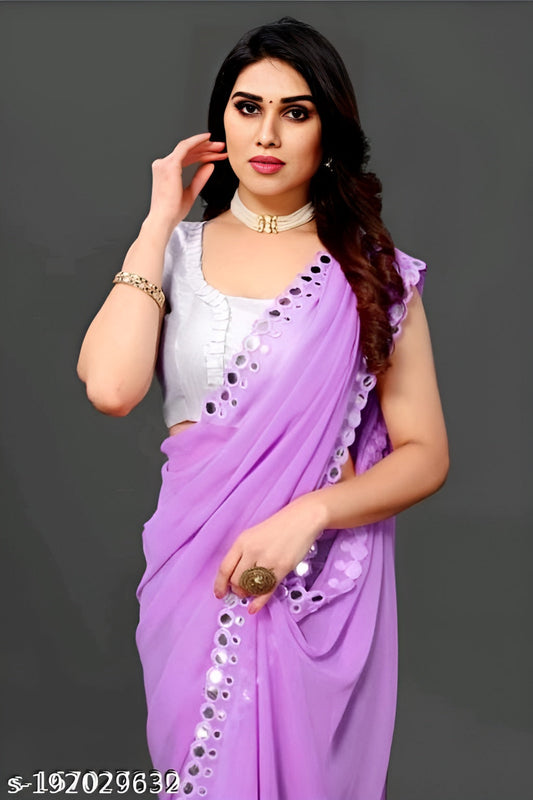 Georgette Saree With Handmade Aari Work - OrderMeFirst