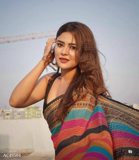 Georgette Saree With Sequence Work Line - OrderMeFirst