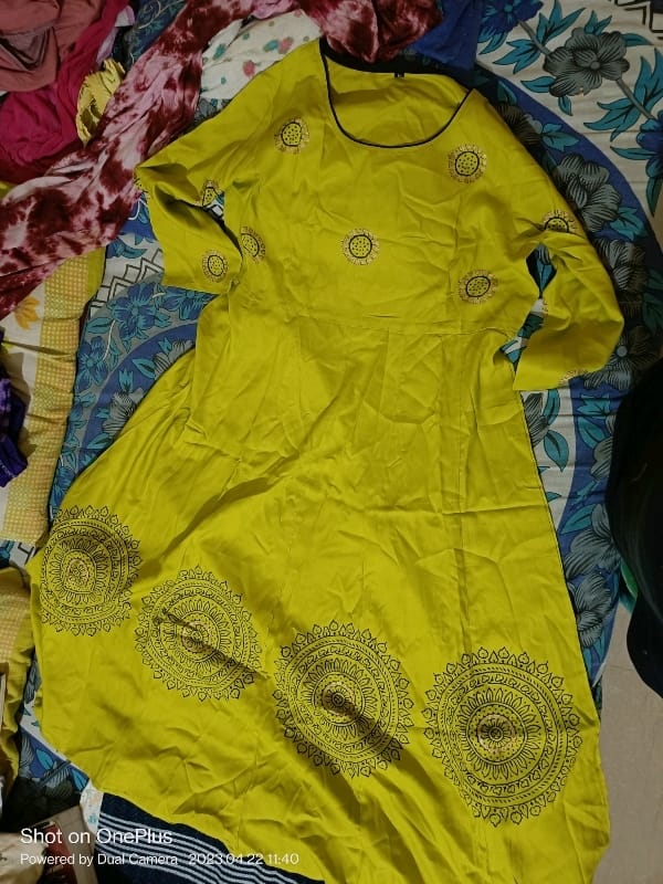 Hand Block Black & Gold Printed Anarkali Kurta - OrderMeFirst