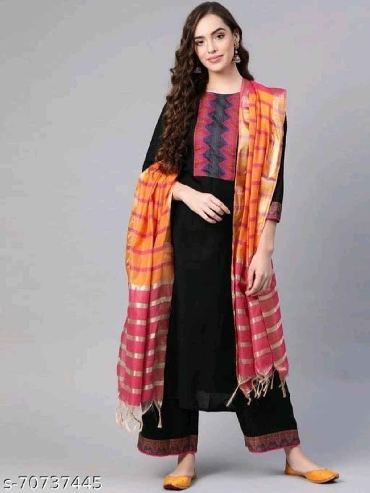 Indo Black Kurta dupatta set