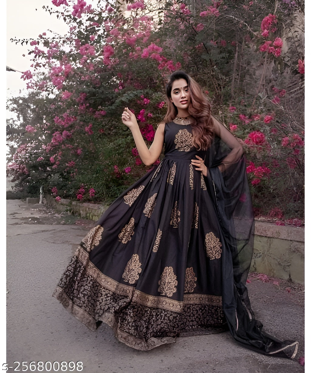 Jaipuri Printed Long Anarkali Kurti Duppatta Set - OrderMeFirst