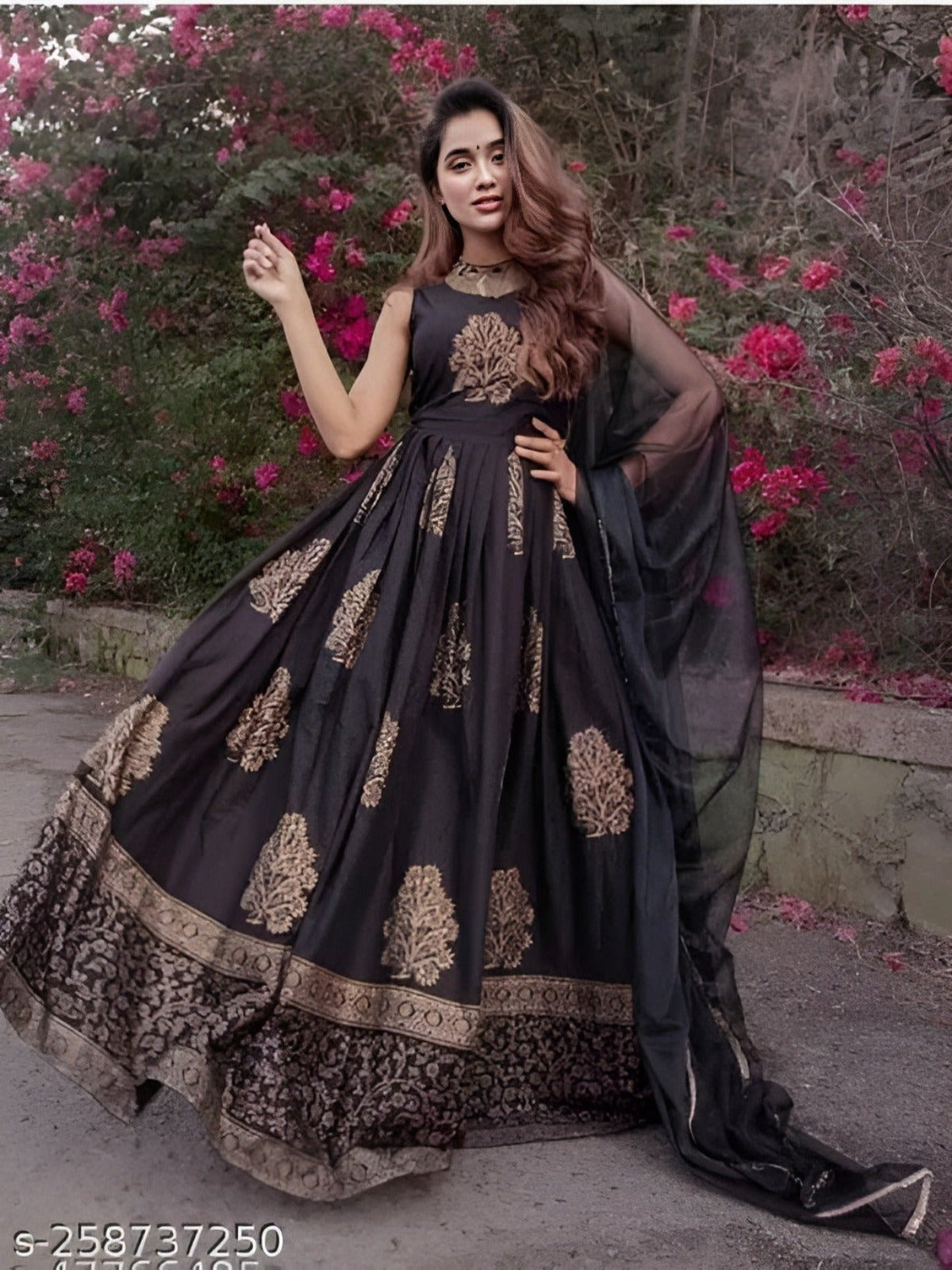 Jaipuri Printed Long Anarkali Kurti Duppatta Set - OrderMeFirst