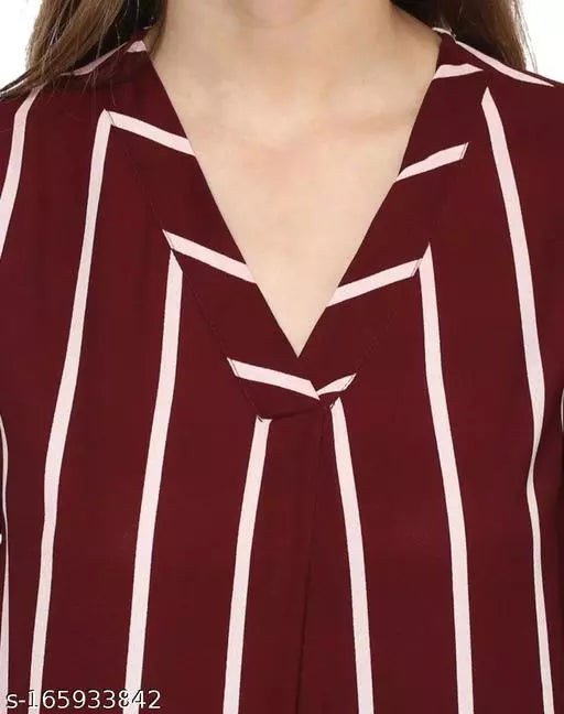 Maroon Stripe Designer Top for Women - OrderMeFirst