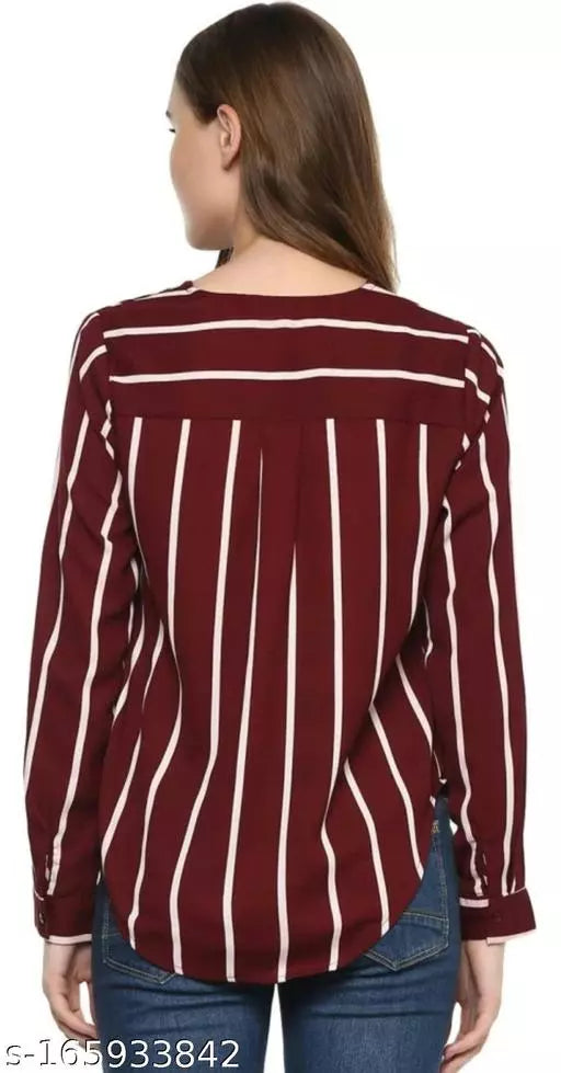 Maroon Stripe Designer Top for Women - OrderMeFirst