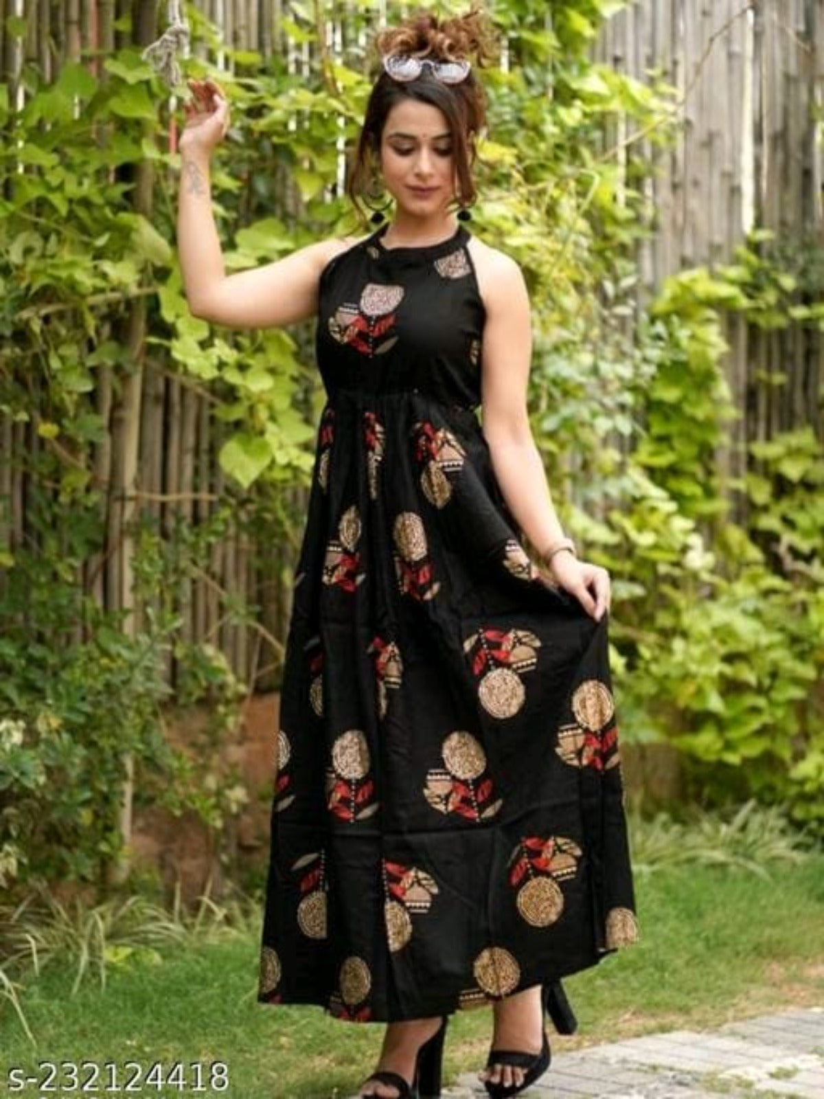 Maxi Gold Print Gown - OrderMeFirst