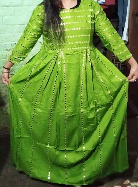 Mirror Work Green Gown