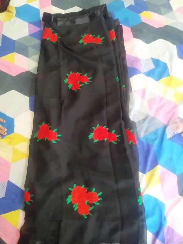 Party Wear Black Color Georgette Chiffon Silk Saree