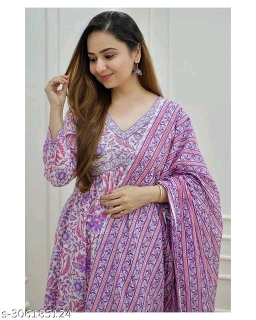 Printed Naira Cut kurta and pant set with Dupatta - OrderMeFirst