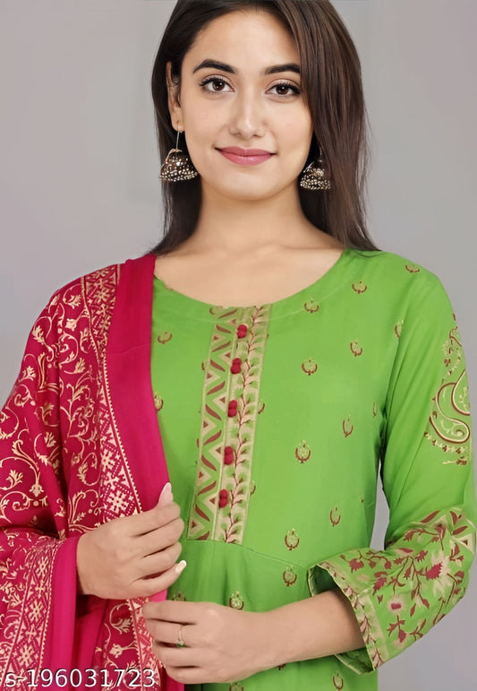 Printed Rayon Anarakail gown - OrderMeFirst