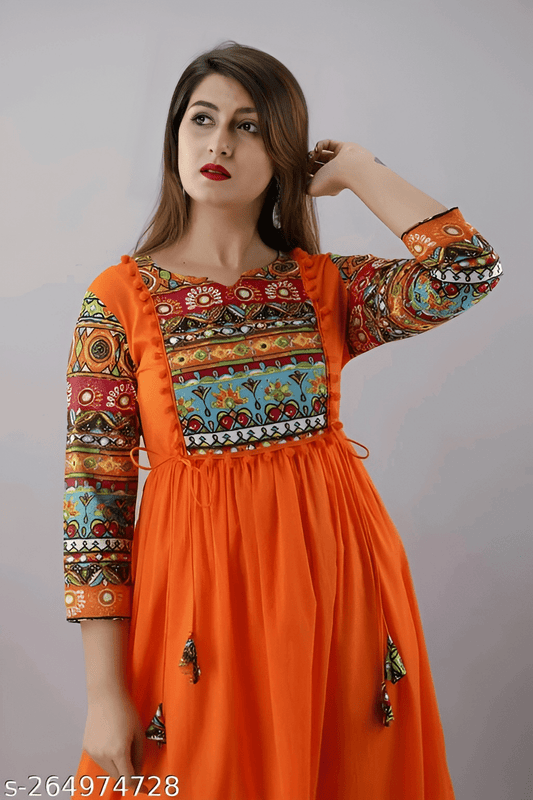 Rayon A Line Printed Kurtis - OrderMeFirst