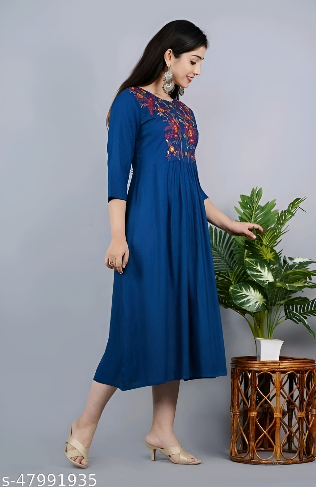 Rayon Anarkali Embroidered Kurti for women - OrderMeFirst