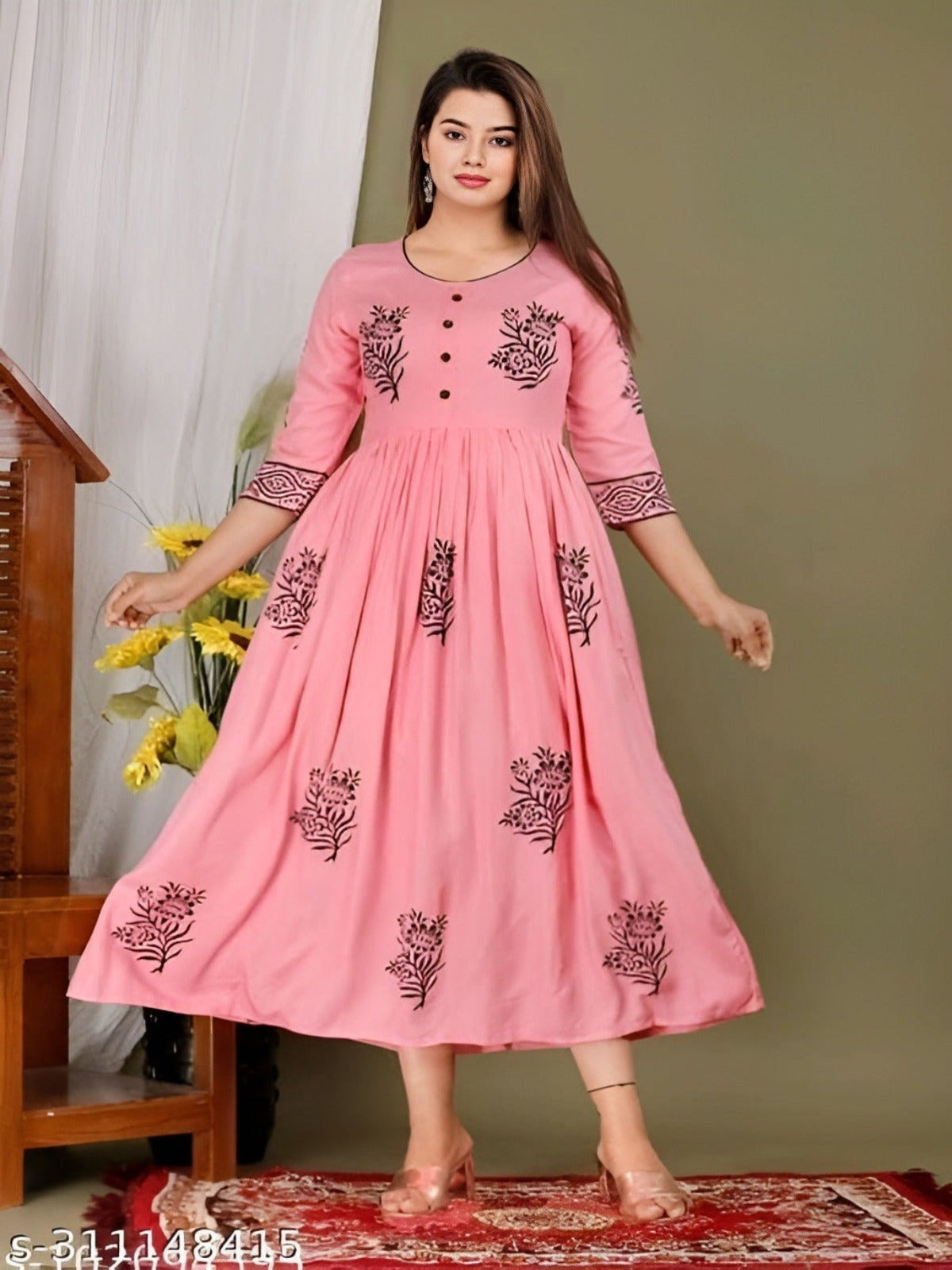 Rayon Anarkali Hand Block Printed Kurti - OrderMeFirst