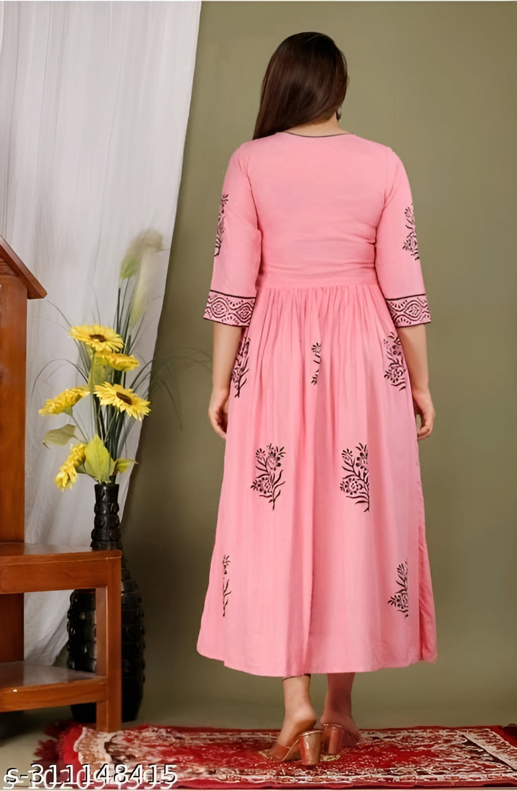 Rayon Anarkali Hand Block Printed Kurti - OrderMeFirst