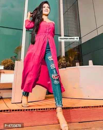 Rayon Classy Front Slit Solid Kurtas