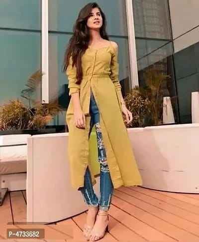 Rayon Classy Front Slit Solid Kurtas