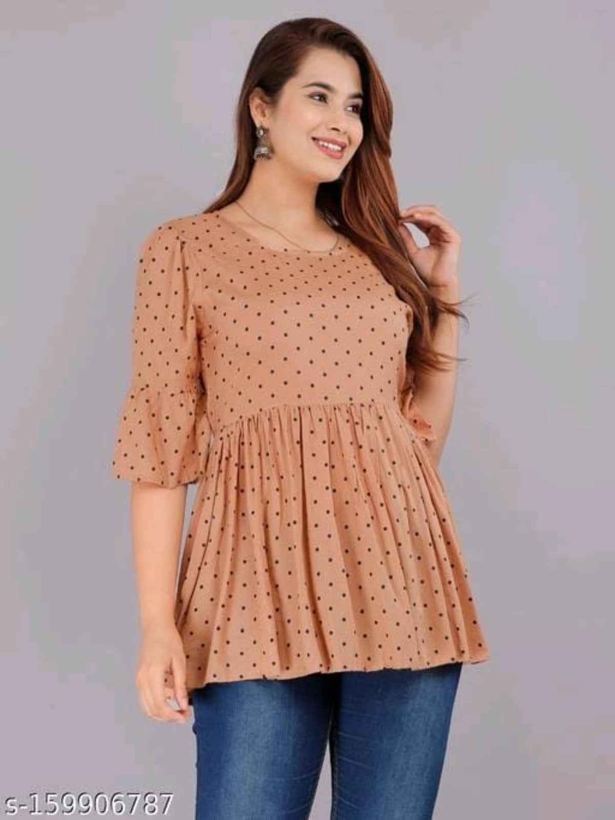 Rayon Dotted SC Women Frill top