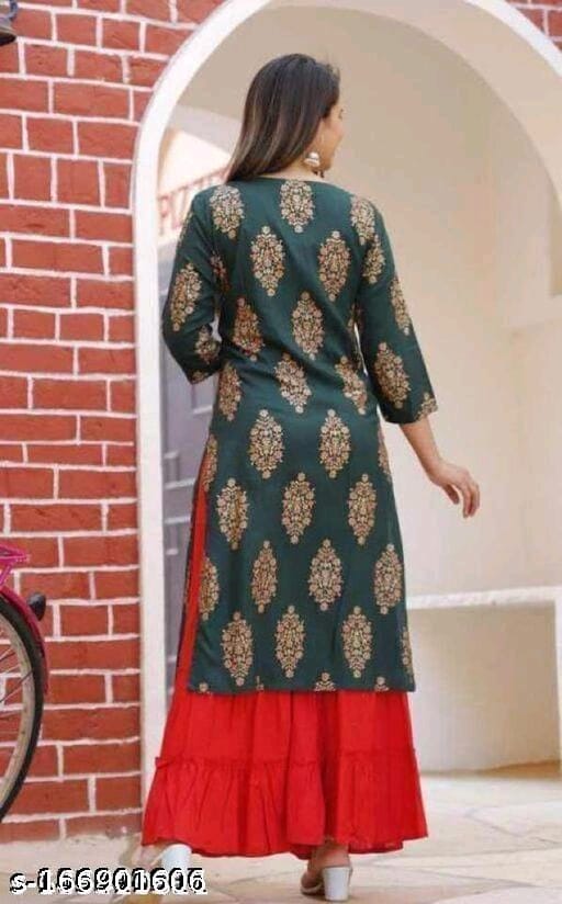 Rayon Kurti with Sharara Set for Women - OrderMeFirst